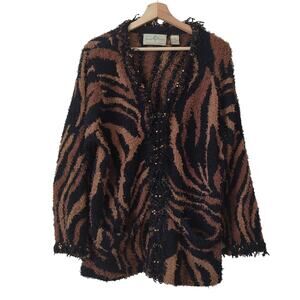 Design Options Vintage Cardigan Womens L Fringe Top Artsy Art to Wear Eclectic‎